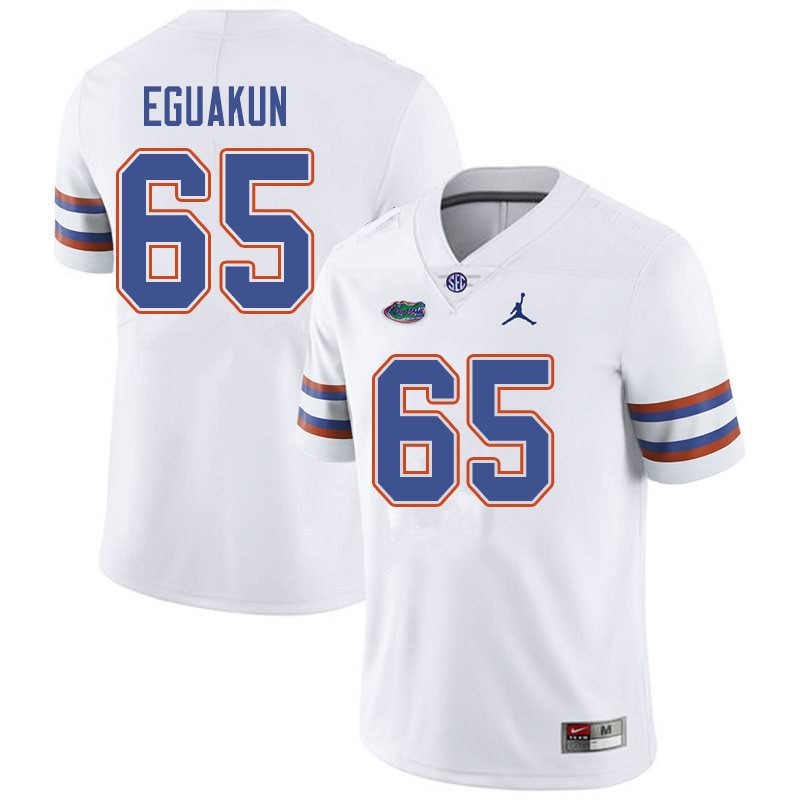 NCAA Florida Gators Kingsley Eguakun Men's #65 Jordan Brand White Stitched Authentic College Football Jersey YJE8364YH